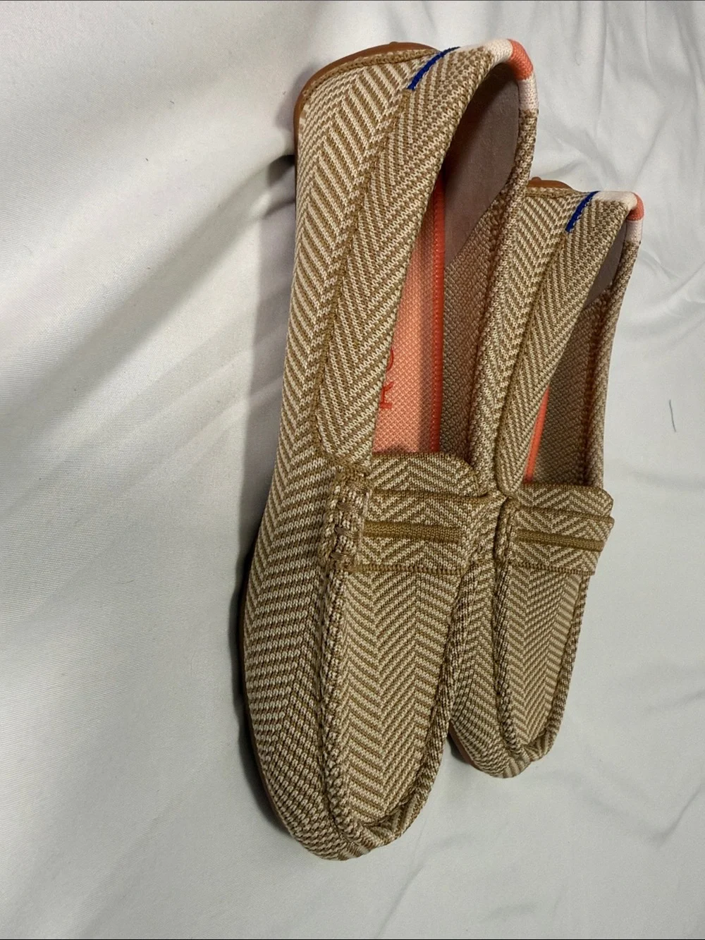 Rothy's Women’s Tan Herringbone Slip-On Loafers Size 6